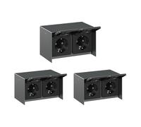 ledscom.de 3 pièces prise de courant en saillie STEDDA, IP44, acier inoxydable - prise murale résistante aux intempéries, anthracite, horizontale, avec 2 prises de courant pour le jardin, la