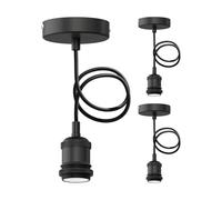ledscom.de 3 pièces Suspension/lampe à suspendre RETRA, câble textile, noir mat, 1x E27 max. 60W