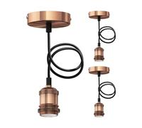 ledscom.de 3x lampe suspendue/lampe à suspendre RETRA, câble textile, bronze mat, 1x E27 max. 60W