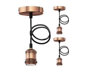ledscom.de 3x lampe suspendue/lampe à suspendre RETRA, câble textile, bronze mat, 1x E27 max. 60W
