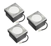 ledscom.de 3x LED encastrés de sol pavé NEOLUM pour l'extérieur, IP67, carré, 10 x10cm, ampoule GX53 incluse, 51lm, blanc chaud