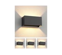 ledscom.de 4 appliques murales CUBEL pour l'extérieur, anthracite, IP65, éclairage vers le haut et vers le bas, rectangulaires, avec 2 ampoules LED, 4,1 W chacune, 501 lm, blanc chaud