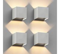 ledscom.de 4 appliques murales CUBEL pour l'extérieur, IP65, éclairage vers le haut/vers le bas, blanc mat, carrées, 1 ampoule G9 max. 10 W