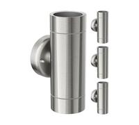 ledscom.de 4 appliques murales WEDO pour l'extérieur, IP44, éclairage vers le haut/vers le bas, acier inoxydable mat, rondes, 2 douilles GU10 max. 35 W