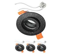 ledscom.de 4 cadres d'encastrement pour plafond de salle de bains ERID, pour pièces humides, salle de bains, IP44, ronds, orientables, noir mat, avec douille GU5.3