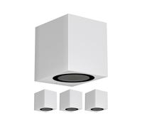 ledscom.de 4 pièces Applique ALSE Downlight pour l'extérieur, blanc, aluminium, carré, ampoule LED GU10 incluse (blanc, 2,1W, 206lm, 110°)