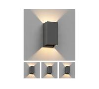 ledscom.de 4 pièces Applique murale CUBEL pour l'extérieur, anthracite, IP65, Up & Downlight, rectangulaire, lampe LED incluse, 4,1 W, 501lm, blanc chaud