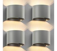 ledscom.de 4 pièces Applique murale RUNEL pour l'extérieur, gris, IP65, Up