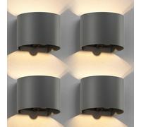 ledscom.de 4 pièces Applique murale RUNEL pour l'extérieur, IP65, Up-/Downlight, détecteur de mouvement, anthracite mat, ronde, 1x G9 max. 10W
