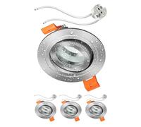 ledscom.de 4 pièces cadre d'encastrement au plafond ERID pour salle de bain, local humide, salle de bain, IP44, rond, orientable, aluminium mat, douille GU5.3 incluse