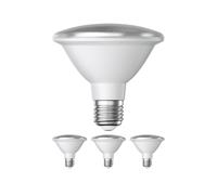 ledscom.de 4 pièces E27 ampoules LED, PAR30 cou court, blanc chaud (2700 K), 12,9 W, 994lm, 42°, miroir réflecteur (argent)