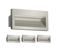 ledscom.de 4 pièces LED encastrées au mur NOLA, downlight pour l'extérieur, IP54, aluminium brillant, 140 x 70mm, blanc chaud