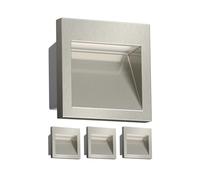 ledscom.de 4 pièces LED encastrées au mur NOLA, downlight pour l'extérieur, IP54, aluminium brillant, 90 x 90mm, blanc chaud