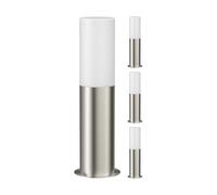 ledscom.de 4 pièces Lumière de chemin/Borne d'éclairage GROPO pour l'extérieur avec capot en verre véritable Premium - résistant aux UV, pas de jaunissement, IP44, 41 cm, inox 1x E27 max. 40W