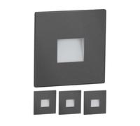 ledscom.de 4 pièces Lumière d'escalier LED/lampe murale encastrée FOW pour l'intérieur et l'extérieur, downlight, carré, anthracite, 85 x 85mm, blanc froid