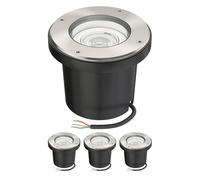 ledscom.de 4 pièces luminaire encastré dans le sol BOFU pour l'extérieur orientable inox rond IP67 150mm Ø incl. lampe LED (blanc, 5,3W, 504lm, 50°)