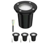 ledscom.de 4 pièces luminaire encastré de sol BOLI pour l'extérieur, IP67, noir, givré, rond, 108mm Ø incl. lampe LED 450lm blanc