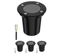 ledscom.de 4 pièces luminaire encastré de sol BOLI pour l'extérieur, IP67, noir, rond, 108mm Ø, 1x GU10 max. 15W, givré