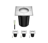 ledscom.de 4 pièces luminaire encastré de sol RELI pour l'extérieur, IP67, inox, givré, carré, 11 x 11cm incl. lampe LED 630lm blanc chaud