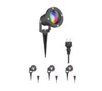 ledscom.de 4 pièces Projecteur de jardin LED DUK anthracite avec piquet de terre pour l'extérieur, IP65, y compris smart Home RGBW GU10 lampe LED (5,5W, 473lm)
