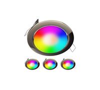 ledscom.de 4 pièces spots encastrés Zobe plat chrome-noir brillant + RGB LED blanc chaud - blanc froid, Smart Home - 107mm Ø trou 90mm Ø