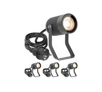 ledscom.de 4 projecteurs de jardin SHINGA pour l'extérieur, IP65, à brancher, anthracite, 1 douille GU10 max. 15 W
