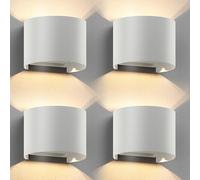 ledscom.de 4x Applique RUNEL pour l'extérieur, IP65, up/downlight, blanc mat, ronde, 1x G9 max. 10W