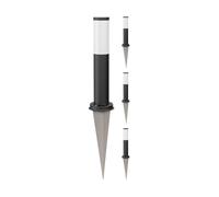 ledscom.de 4x Borne d'éclairage PORU noir avec piquet de terre pour l'extérieur, inox, rond, 38,5cm, ampoule E27 3,99W blanc extra-chaud 471lm incluse
