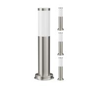 ledscom.de 4x Borne d'éclairage PORU pour l'extérieur, acier inoxydable, ronde, 38,5cm, ampoule E27 3,99W blanc extra-chaud 471lm incluse