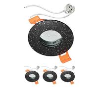 ledscom.de 4x cadre d'encastrement pour plafond de salle de bain ERID, pièce humide, salle de bain, IP44, rond, noir mat, douille GU5.3 incluse