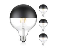 ledscom.de 4x E27 ampoules LED, G125, blanc chaud (2700 K), 6,7 W, 660lm, miroir de tête (noir)