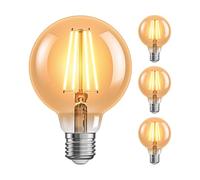 ledscom.de 4x E27 ampoules LED, G95, extra blanc chaud (2500 K), 7,3 W, 818lm, variateur à 3 niveaux, doré