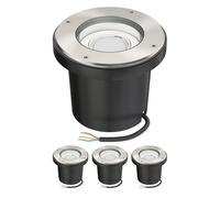 ledscom.de 4x Lampe de sol encastrée BOFU pour l'extérieur orientable acier inoxydable rond IP67 150mm Ø Lampe LED blanc chaud 3 niveaux de gradation : max 500lm