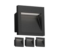 ledscom.de 4x LED encastrés muraux NOLA, downlight pour l'extérieur, IP54, noir mat, 90 x 90mm, blanc chaud