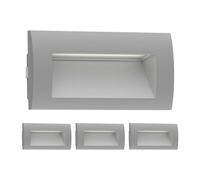 ledscom.de 4x LED encastrés muraux ZIBAL, downlight pour l'extérieur, IP65, gris mat, 140 x 70mm, 3,3 W, 209lm, blanc chaud
