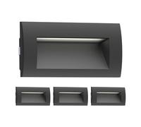 ledscom.de 4x LED encastrés muraux ZIBAL, downlight pour l'extérieur, IP65, noir mat, 140 x 70mm, 3,3 W, 223lm, blanc froid