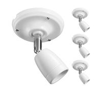 ledscom.de 4x plafonniers/douilles ELEPO, porcelaine, acier, blanc brillant, 1x E27 max. 40 W