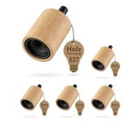 ledscom.de 5 douilles E27 KIVO en bois véritable, dispositif anti-traction, douilles pour suspensions à monter soi-même, 230 V CA, 60 W max.