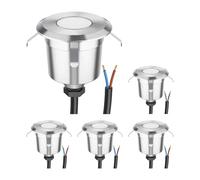ledscom.de 5 LED encastrés de sol AGENA pour l'extérieur, IP65, inox, rond, 60mm Ø, blanc chaud