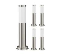 ledscom.de 5 pièces Borne lumineuse PORU pour l'extérieur, acier inoxydable, ronde, 38,5cm, incl. ampoule E27 max. 1020lm blanc 3 niveaux de gradation sans variateur