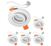 ledscom.de 5 pièces cadre d'encastrement au plafond ERID pour salle de bain, local humide, salle de bain, IP44, rond, orientable, blanc mat in ouille GU5.3