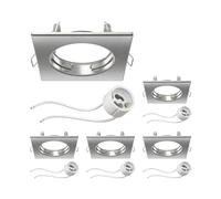 ledscom.de 5 pièces cadre d'encastrement pour plafond RIR cadre d'encastrement chromé mat carré (LED/Halogène/GU10/MR16/PAR16/50mm) incl. douille GU10