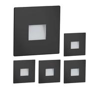 ledscom.de 5 pièces LED lumière d'escalier/lampe murale encastrée FOW pour l'intérieur et l'extérieur, downlight, carré, noir, 85 x 85mm, blanc chaud