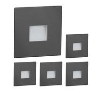 ledscom.de 5 pièces LED lumière d'escalier/lampe murale encastrée FOW pour l'intérieur et l'extérieur, downlight, carré, anthracite, 85 x 85mm, blanc froid