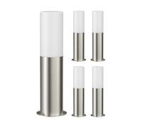 ledscom.de 5 pièces Lumière de chemin/Borne d'éclairage GROPO pour l'extérieur, IP44, 41 cm, inox, 1x E27 max. 40W