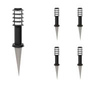 ledscom.de 5 pièces Lumière de chemin/Borne d'éclairage/Lampe de jardin PORU avec piquet de terre pour l'extérieur, IP44, grille, 39cm, noir, 1 x E27 max. 60W