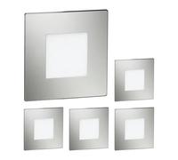ledscom.de 5 pièces Lumière d'escalier LED/lampe murale encastrée FEX pour l'intérieur et l'extérieur, carrée, inox, 85 x 85mm, blanc chaud