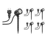 ledscom.de 5 pièces Petit projecteur de jardin LED avec piquet de terre TARL pour l'extérieur, IP65, fiche, noir, 4,3 W, 340lm, blanc chaud