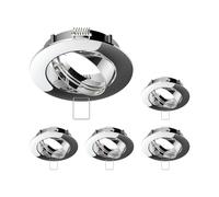 ledscom.de 5x cadre d'encastrement au plafond CIRC, rond, pivotant, chrome brillant