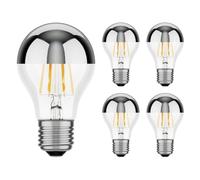 ledscom.de 5x E27 ampoules LED, A60, blanc chaud (2700 K), 6 W, 667lm, miroir de tête (argent)